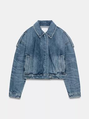 ZARA DENIM JACKET WITH SHOULDER TABS